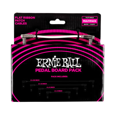 Ernie Ball 6387 Flat Ribbon Patch Cables Pedalboard Multi-Pack - White