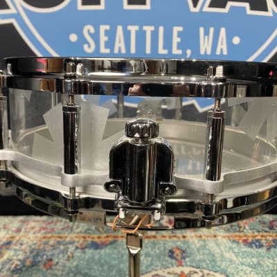 Chad Smith's Pearl 14x5" Custom Red Hot Chili Peppers Logo, 2011 World Tour Snare Drum. Clear Acrylic image 17