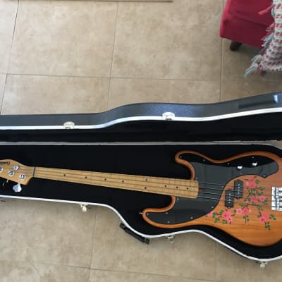 Crowfoot Precision Bass 2017 Antique Blonde with floral design, HSC included image 7