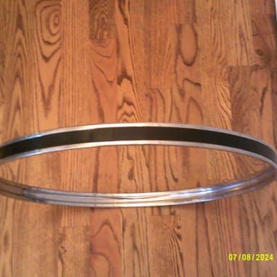 Pearl Vintage 24 Inch Bass Drum Hoop, Chrome Hoop, Black Inlay - Excellent! image 4