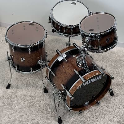 Sonor 18/12/14" SQ2 Medium Beech Drum Set - High Gloss Brown Walnut Burst image 5