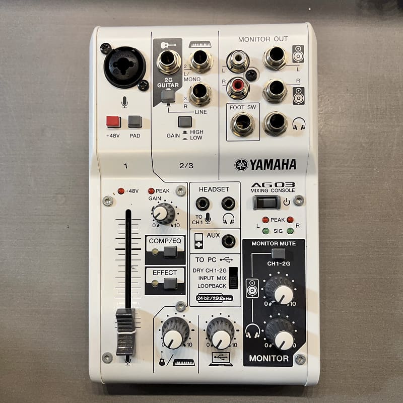 Yamaha AG03 Mk2 3-channel Mixer and USB Audio Interface - White
