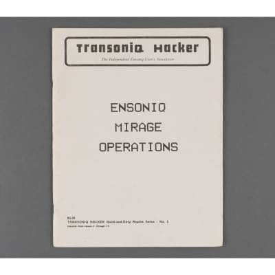 Transoniq Hacker Ensoniq Mirage Operations