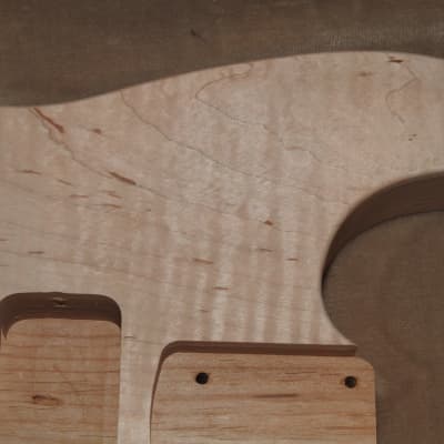 Unfinished Stratocaster Body Book Matched Figured Flame Maple Top 2 Piece Alder Back Chambered, Standard Tele Pickup Routes 3lbs 8.3oz! image 5