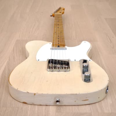 1958 Fender Telecaster Vintage Electric Guitar Blonde w/ Figured V Neck, Tweed Case image 11