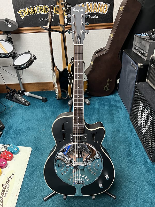 Harley Benton N150CE Black Resonator Acoustic Electric Reverb
