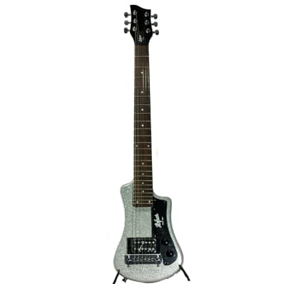 Hofner Shorty Limited Travel Guitar w/ Gigbag - Metallic Silver image 1