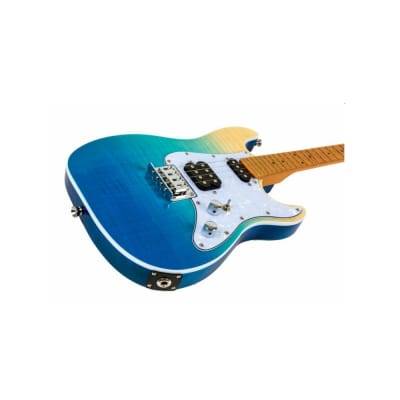 FLIGHT TRANSPARENT BLUE PATHFINDER TENOR UKULELE Stratocaster Style Rock Series Solid Body Electric image 4