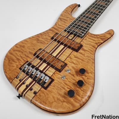 Bob Mick Custom 6-String Quilted Maple Bass 9-Piece Neck Purple Heart Abalone Binding 10.44lbs image 4