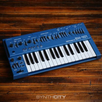 Roland SH-101 32-Key Monophonic Synthesizer Blue w/ Mod Grip (Clean!)