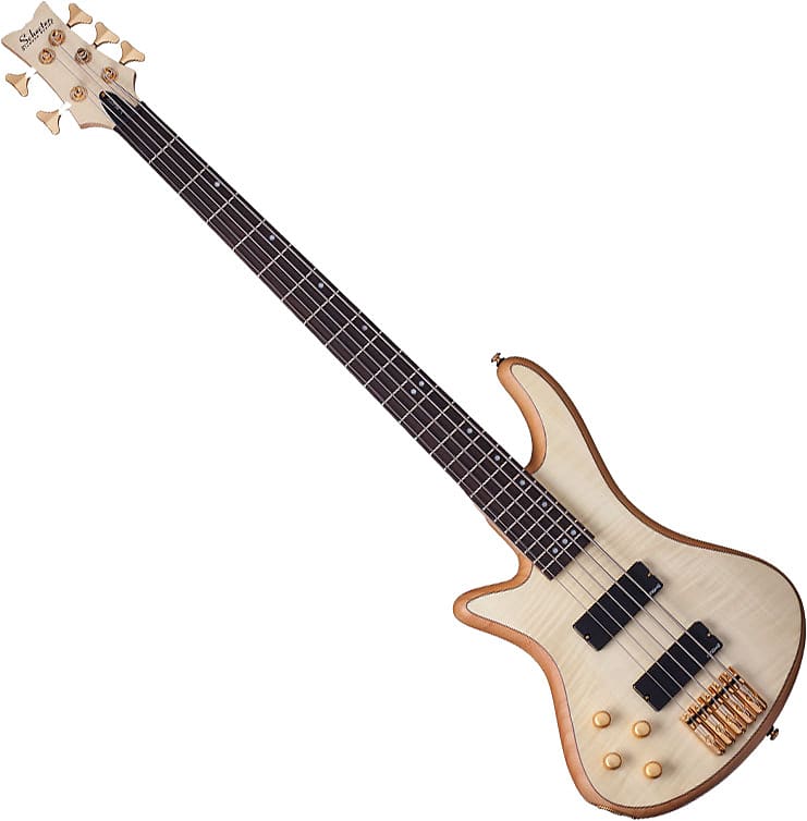 Schecter Stiletto Custom-5 Left-Handed Electric Bass Gloss Natural image 1