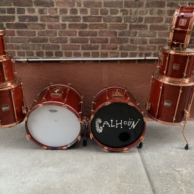 Sonor Vintage Hilite Classic Copper series  1990 Red stain wood with copper hoops image 2