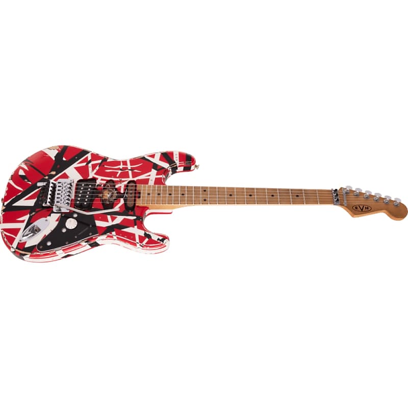 Mint EVH Striped Series Frankenstein Relic - Red/Black/White