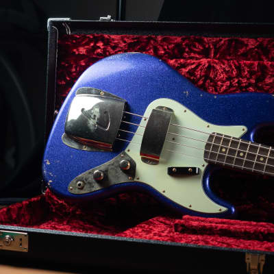 2018 Fender Custom Shop '64 Jazz Bass Stacked Knobs Purple Sparkle Aged*853-r052Bass image 3