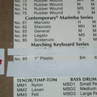 one pair new old stock near A+ Mike Balter MB93B (93B) Extra Hard Keyboard Mallets, 1 plastic (phenolic) round white HEADS and natural birch HANDLES - mid to late 1990s (+ packaging) Unwound Series image 5