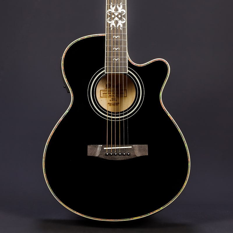 B-STOCK Lindo Black Fire Electro Acoustic Guitar with TOPS-4T Preamp / Tuner LCD / EQ & Gigbag image 1
