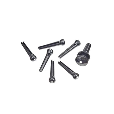 D'addario PWPS9 Molded Bridge Pins with End Pin Set of 7 - Black image 1