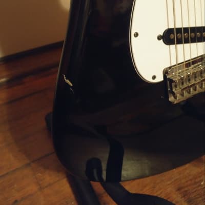 Tanara Samick Korean Stratocaster 1990s Black Great Player Guitar image 4