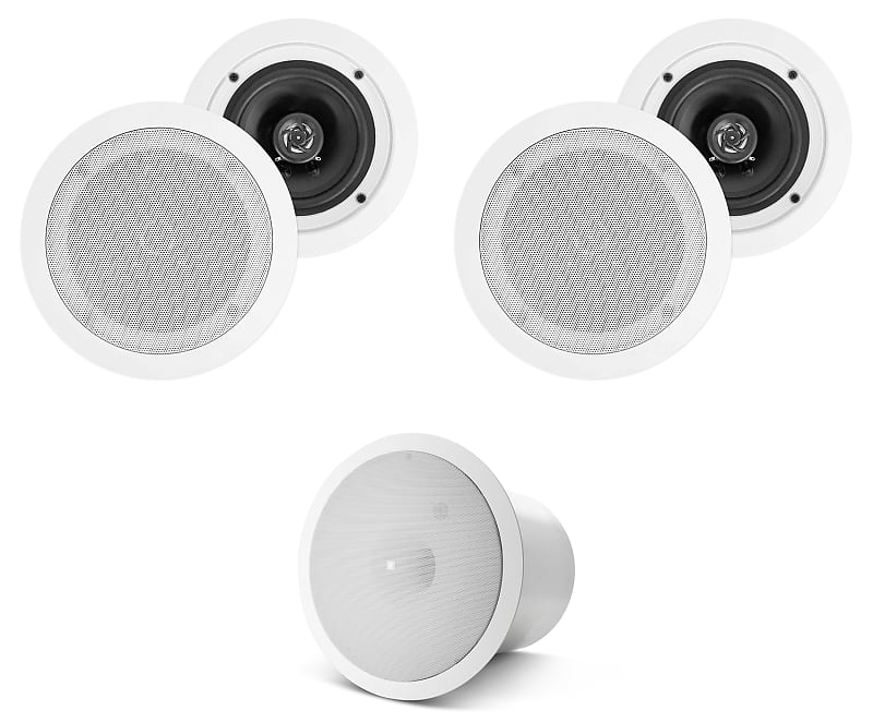 (4) HC55 5.25&quot; 300 Watt White In-Ceiling Home Theater Speakers+JBL Subwoofers  			