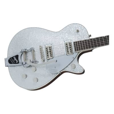 Gretsch G6129T Players Edition Jet FT 6-String Right-Handed Electric Guitar with Bigsby, Rosewood Fingerboard, and High Sensitive Filter'Tron Pickups (Silver Sparkle) image 4