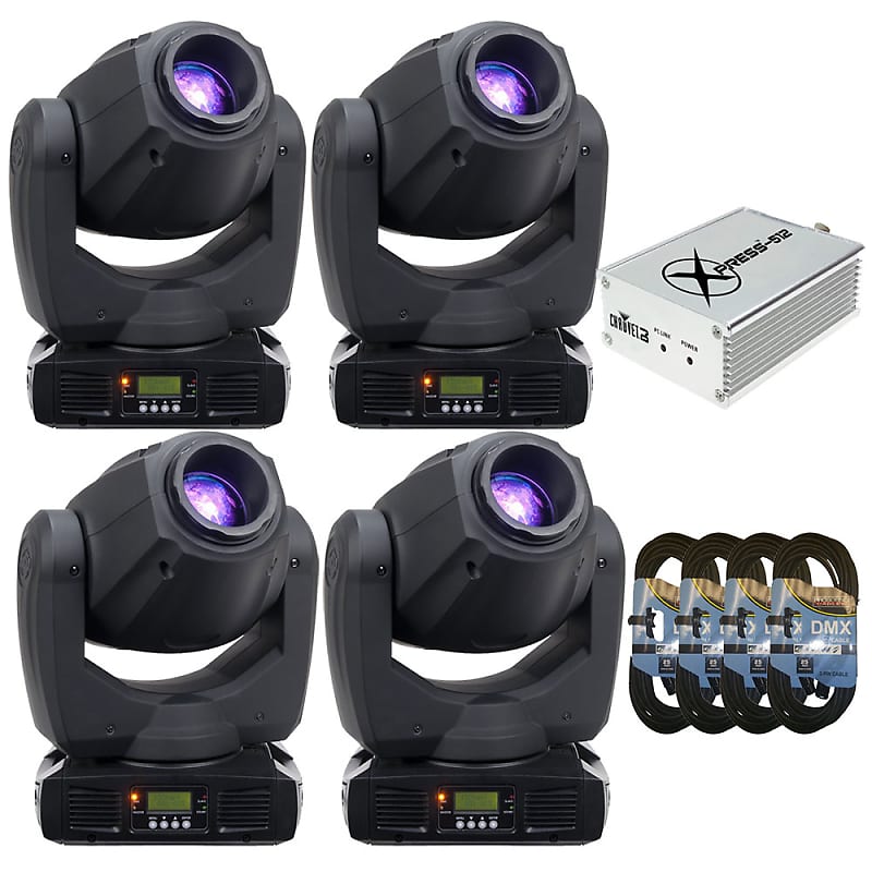 (4) ADJ Products Inno Spot Pro LED Powered Moving Head. W/ CHAUVET X PRESS-512 and 4 DMX Cables 25FT image 1