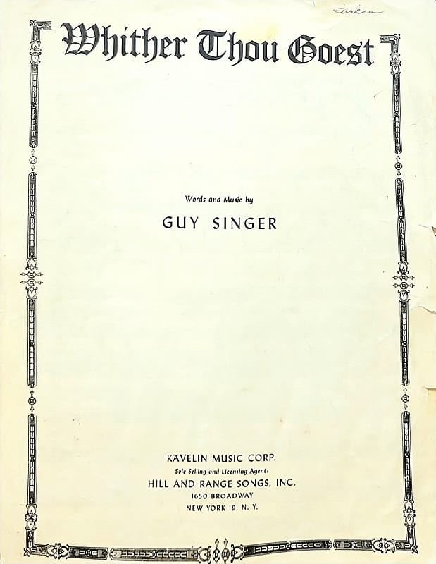 Vintage/Used Sheet Music Whither Thou Goest Reverb