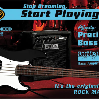 Fender Stop Dreaming, Start Playing! Set: Affinity Series P Bass with Rumble 15 Amp, Black, 120V image 3