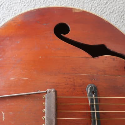 Vintage 1950 Kay Acoustic Guitar Redburst Fair Shape Worn Cracks Splits Beat Up Rare Waverly Tuners image 3