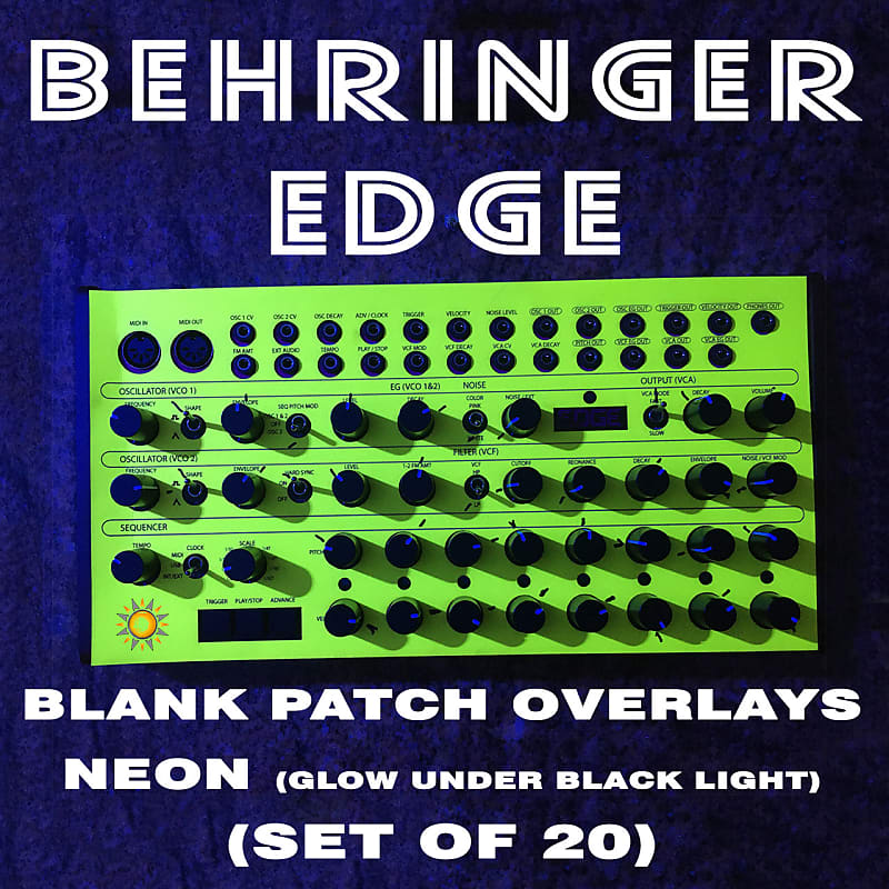 Behringer Edge Blank Patch Overlays - Neon glow under | Reverb