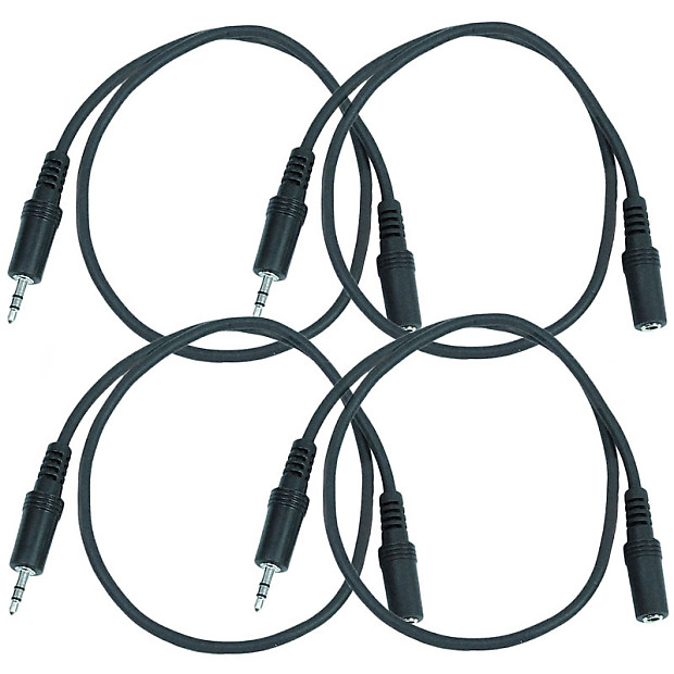 Seismic Audio SA-iMF1.5-4PACK 1/8" TRS Male to Female Extender Patch Cables - 1.5' (4-Pack) image 1