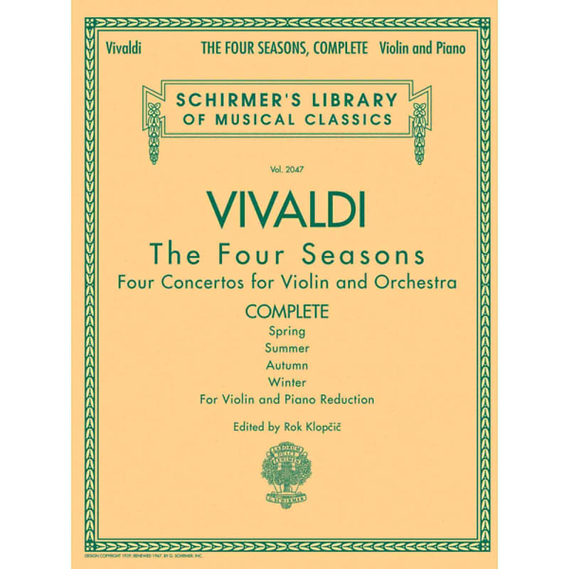 Antonio Vivaldi - The Four Seasons, Complete, For Violin And Piano Reduction, Library Volume 2047 image 1
