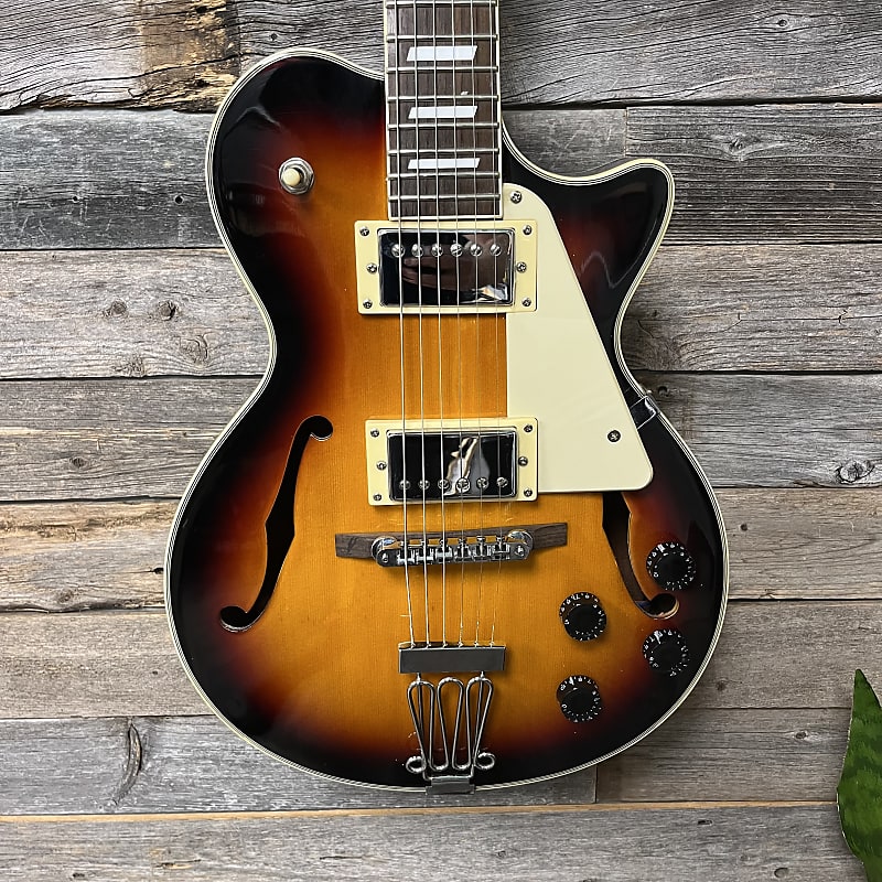 (16104) Johnson JH100 Hollow Body Archtop Electric Guitar Reverb