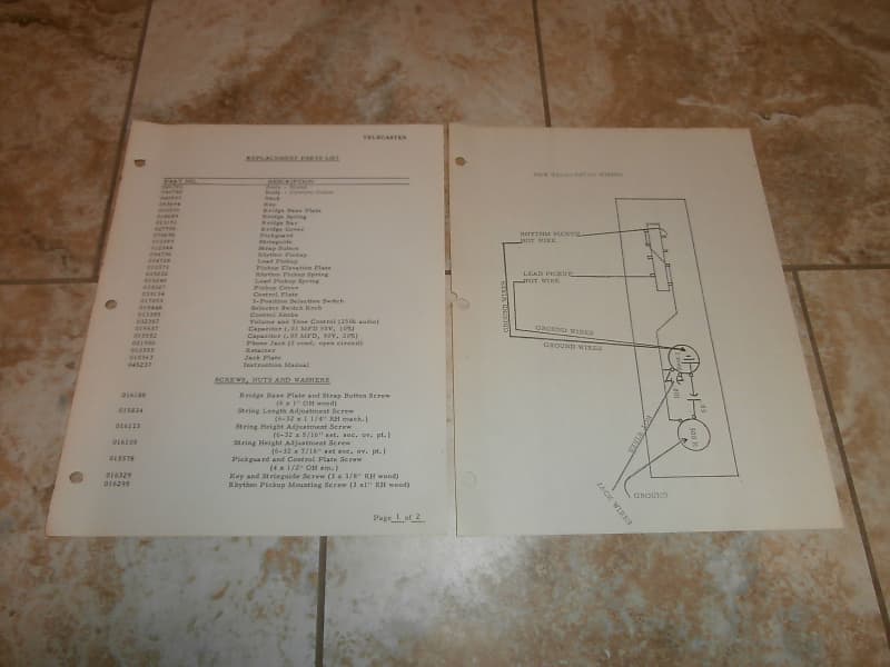 Vintage Early 1970's Fender Telecaster Replacement Parts List & Wiring Diagram! Original Case Candy! image 1