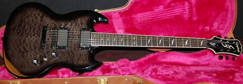 Epiphone EMG Prophecy SG Custom EX Guitar Midnight Ebony Rare and