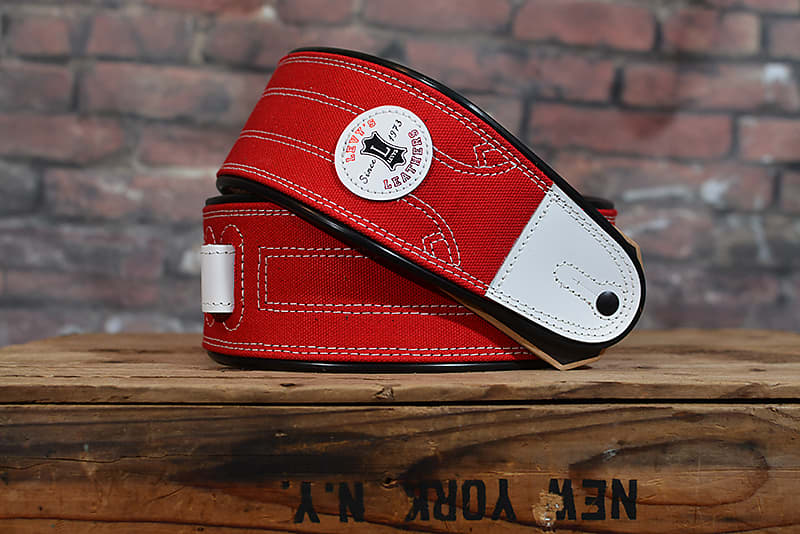 Levy's MRE1CAR-RED 2.5" Stitched Canvas Guitar Strap - Red w/ FREE Same Day Shipping image 1