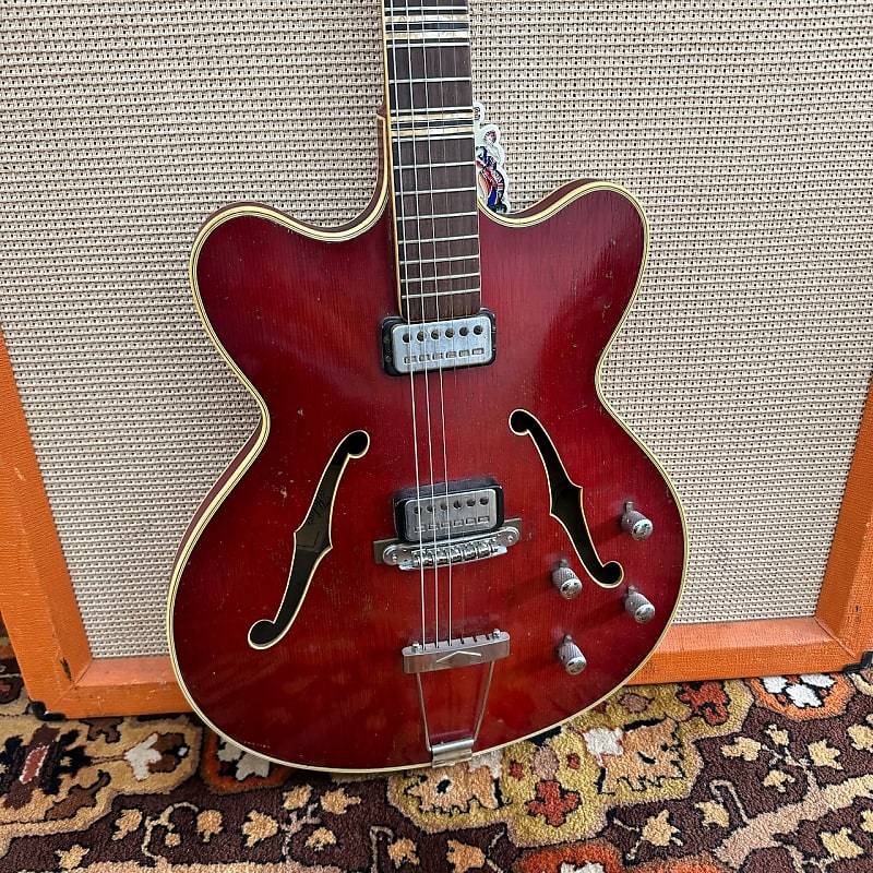 Vintage 1963 Hofner Verithin Cherry Red Hollow Archtop Electric Guitar *1960s* image 1