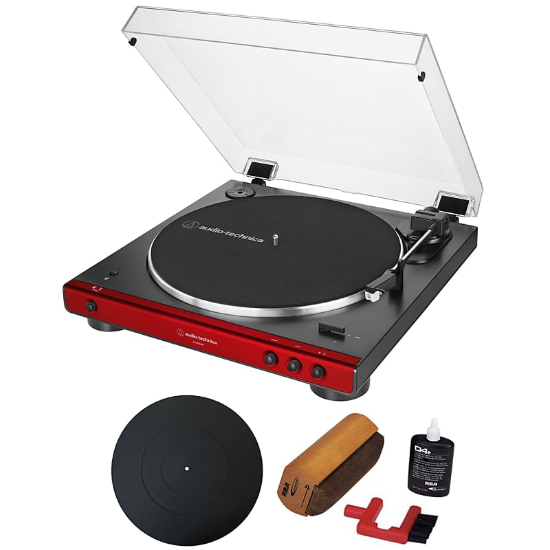  Audio-Technica AT-LP60X Bluetooth Fully Automatic Belt-Drive  Turntable (Black) with Vinyl Record Cleaning Kit : Electronics