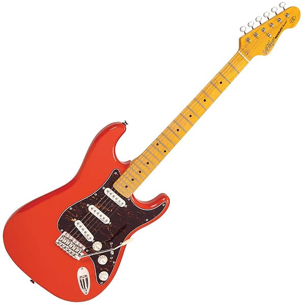 Vintage ReIssued Series V6MFR Strat Style Guitar - Firenza Red image 1