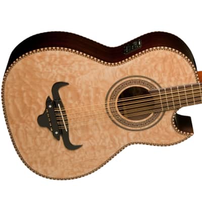 Oscar Schmidt OH32SEQN Quilt Maple Acoustic Electric Bajo Quinto with Gig Bag Natural image 3