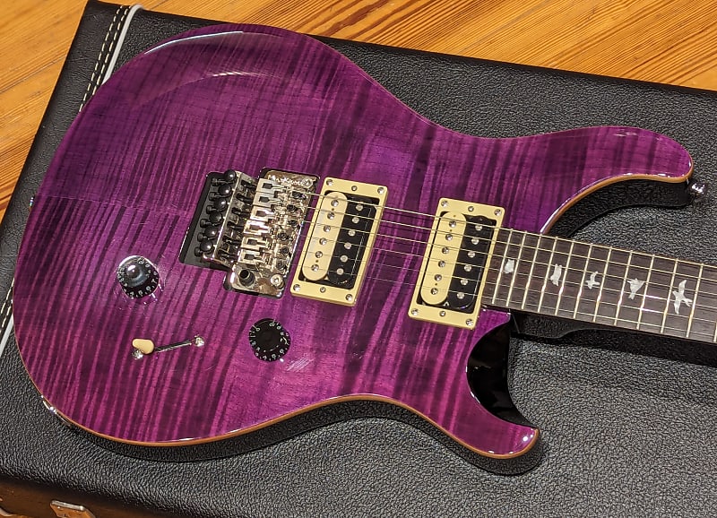 PRS 2017 SE Custom 24 Purple Violet Flame Top Floyd Rose MIK Seymour Duncan  JB/59 Pickups Guitar w/OHSC, MINT!