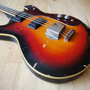 1966 Mosrite Joe Maphis Vintage Hollowbody Electric Bass Guitar Sunburst image 12