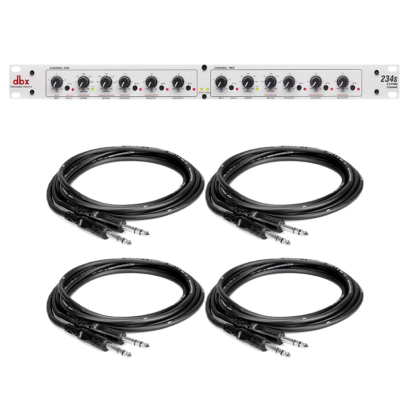 dbx 234s 2/3/4-Way Crossover w/ 4 10-foot Hosa Balanced TRS Cables Bundle image 1