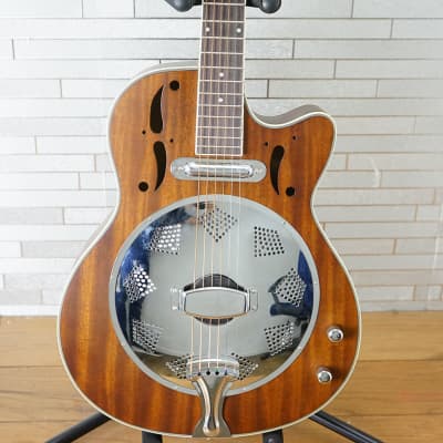 Dean RCE-NM Round Neck Cutaway Resonator with Electronics - Natural Mahogany for sale