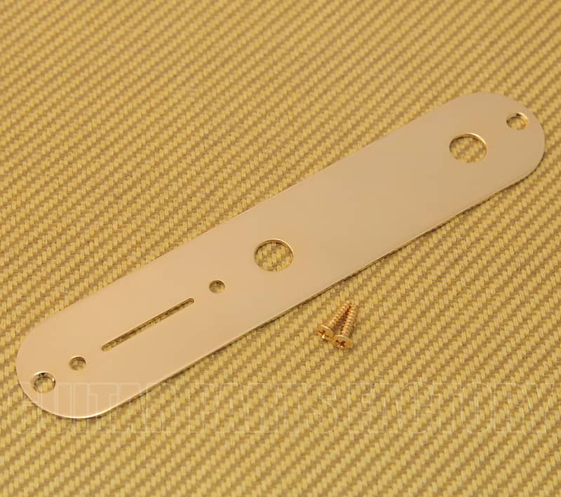 099-2058-200 Guitar Telecaster® Control Plate, 2-Hole Gold image 1