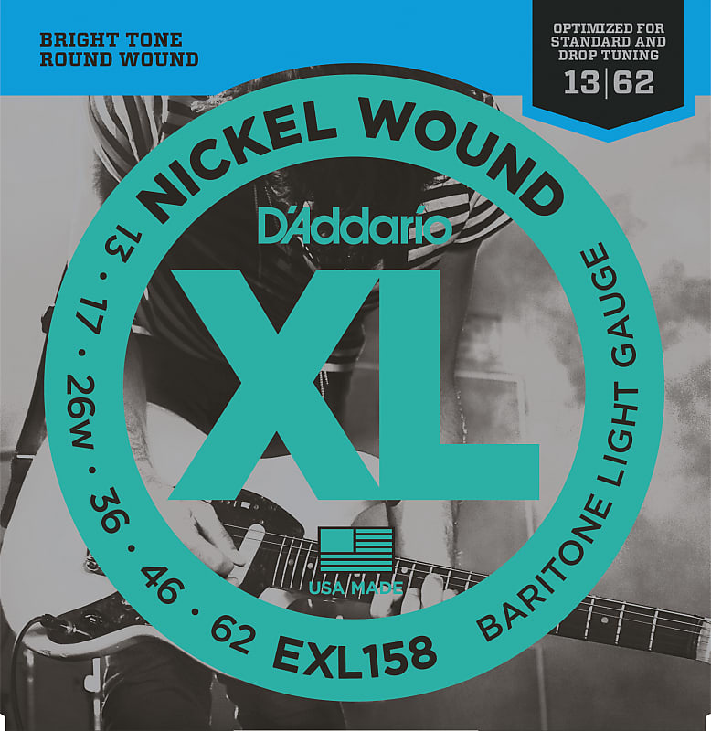 D'Addario EXL158 Nickel Wound Electric Guitar Strings, Baritone Light, 13-62 image 1
