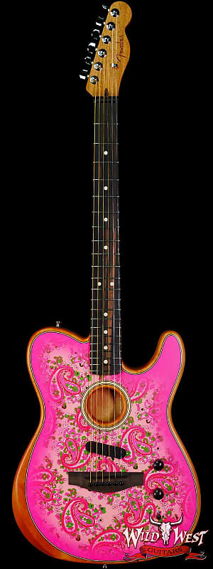 Fender American Acoustasonic Telecaster Ebony Fingerboard Pink Paisley 4.80 LBS US221860A image 1