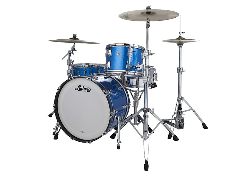 Ludwig Classic Maple Fab Drum Set Blue Sparkle image 1