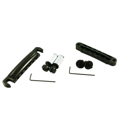 TonePros Standard Tune-O-Matic/Tailpiece Set (Small Posts/Notched Saddles) fits Gibson Black