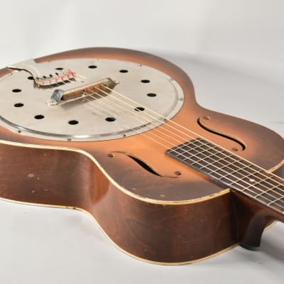 1930s Regal Angelus Model 19 Sunburst Finish Resonator Acoustic Guitar w/SSC image 7