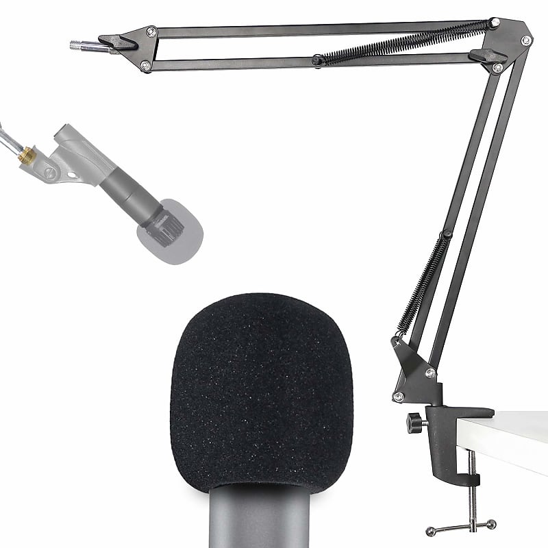 MV7 Boom Arm with Pop Filter - Mic Stand with Foam Cover Windscreen  Compatible with Shure MV7 and Shure MV7X Microphone by YOUSHARES